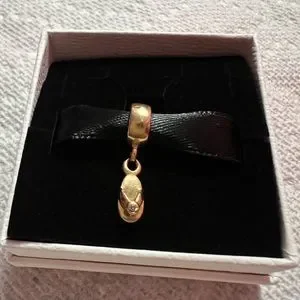 Pandora Jewelry Flip Flop Dangle 4k Gold With Diamond Poshmark